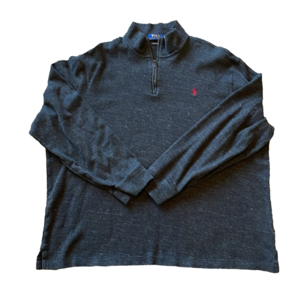 Polo Ralph Lauren Mens XXL Charcoal Gray Estate Rib 1/4 Zip Sweater - Picture 2 of 4